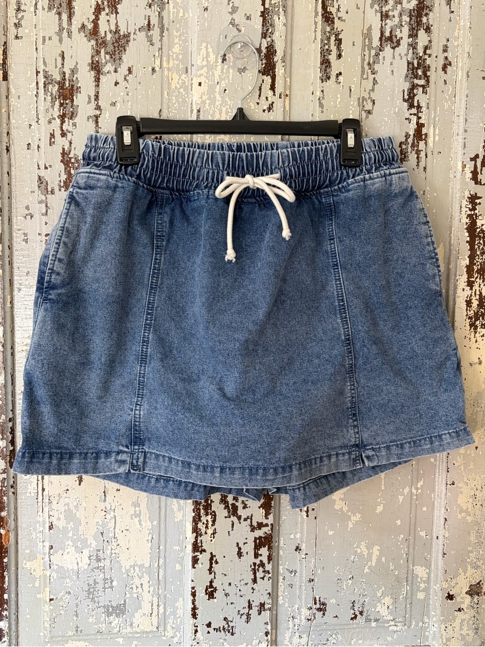 BloomChic Blue Denim Skort with White Drawstring
